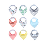 9-Pack Set of Baby Bibs for Drooling and Teething, Organic Cotton - FREE SHIPPING!