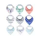 9-Pack Set of Baby Bibs for Drooling and Teething, Organic Cotton - FREE SHIPPING!