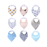 9-Pack Set of Baby Bibs for Drooling and Teething, Organic Cotton - FREE SHIPPING!