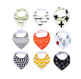 9-Pack Set of Baby Bibs for Drooling and Teething, Organic Cotton - FREE SHIPPING!