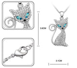 Beautiful 18K Gold Rhinestone Cat Necklace - Amazing!