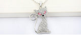 Beautiful 18K Gold Rhinestone Cat Necklace - Amazing!
