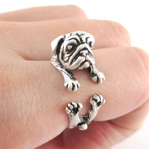 Cuddly Pug Wrap Ring - FREE SHIPPING!