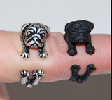 Cuddly Pug Wrap Ring - FREE SHIPPING!